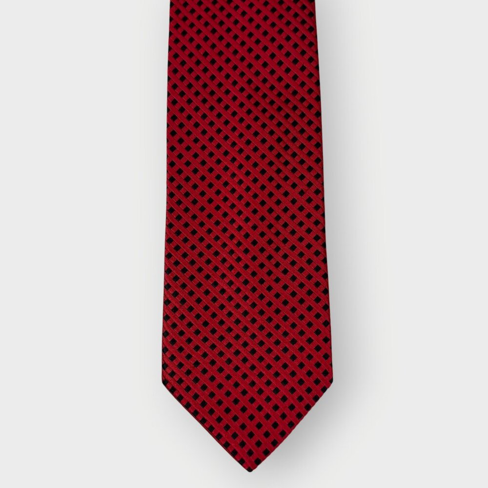 Ermenegildo Zegna Silk Tie | Red Black Geometric | Made in Italy